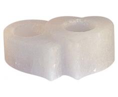 HIMALAYA SALT DREAMS - Salzkristall Teelichthalter TWIN HEART, White Line