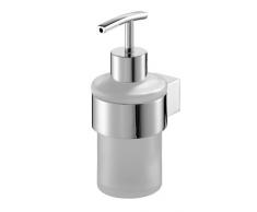 Bisk 02981 Futura Seifenspender aus mattiertem Glas mit poliertem Halter, 6,7 x 9 x 15 cm, Silberfarben