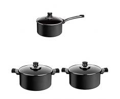 Tefal Talent Pro Topfset, Antihaftbeschichtet, mit Deckeln, Induktionsgeeignet, Aluminium, 6-teilig, schwarz