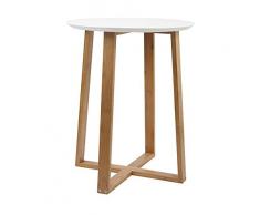 Aspect Avery Beistelltisch, Holzplatte, Beine (Weiß/Bambus, 40 Durchmesser x 50 cm)