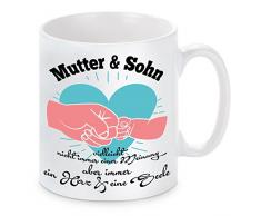 Herzbotschaft Tasse mit Motiv Modell Ein Herz und Eine Seele-Mutter-Sohn, Keramik, WeiÃ, 11 x 11 x 11 cm