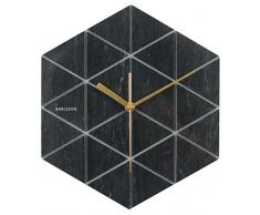 Karlsson Wanduhr Marble Hexagon Schwarz, Marbre, Black, 3 x 25 x 28.5 cm