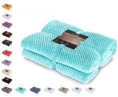 DecoKing 32039 Kuscheldecke 220x240 cm violettürkis Decke Microfaser Wohndecke Tagesdecke Fleece weich sanft kuschelig skandinavischer Stil cyanblau Henry