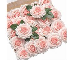 Lings moment Rose Künstliche Blumen Realistische künstliche Rosen mit Stiel für DIY Hochzeit Blumensträuße Tafelaufsätze Brautparty Home Dekorationen 50pcs Regular 3 Rosa Heirloom
