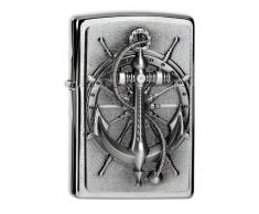 Zippo 200 Nautic Emblem Feuerzeug, Messing, Brushed Chrome, One Size