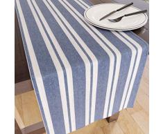 Encasa Homes Tischläufer für 8-Sitzer zum Essen - Franca Blau - Groß 35 x 264 cm, umweltfreundliche Baumwolle, dekoratives, hausgesponnenes Tuch für Party, Bankett, Restaurant - waschmaschinenfest