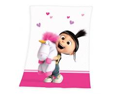 Herding Minions Fleece-Decke, Polyester, rosa/weiß, 130 x 160cm