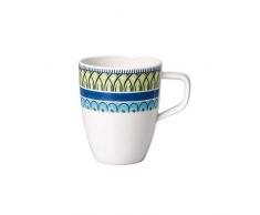 Villeroy & Boch Casale Carla Kaffeebecher mit Henkel, Premium Porzellan, Blue/White/Green, 8 x 8 x 10 cm