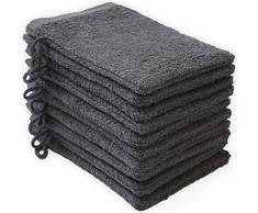 NatureMark 10er Pack Waschhandschuhe, Baumwolle, Anthrazit grau, 15x21cm