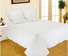 DVier Tagesdecke, Baumwoll-Mischgewebe, Weiß, 260 x 220 cm