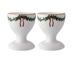 Royal Copenhagen 1017458 Star Fluted/XMAS Eierbecher 2 Stück, Porzellan, mehrfarbig