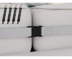 Verbindungs-Set für Doppelbett bis King-Size-Betten, 5 cm breiter Matratzen-Gurt und 4 verstellbare Bettlaken-Befestigungen – perfekte Lösung für Zwillinge Matratzen und Bettlaken