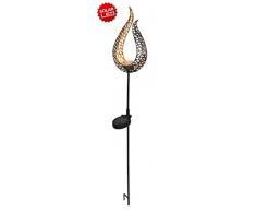 Näve Leuchten LED-Solar Erdspieß Flamme, Metall, 1 W, Schwarz, 90 x 16 x 6 cm