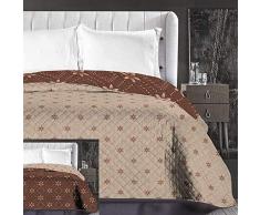 DecoKing 86773 Tagesdecke 240 x 260 cm beige Cappuccino braun Schoko Bettüberwurf zweiseitig pflegeleicht Blumen Blumenmuster Blumenmotiv Brown Chocolate Hypnosis Collection Snowy Night