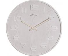 NeXtime Wanduhr WOOD WOOD BIG, rund, aus Holz, Weiß, ø 53 cm