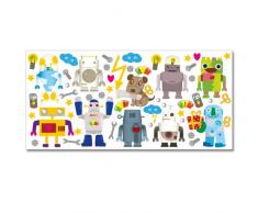 Wandkings Roboter Wandsticker XL Sticker Set, 54 Aufkleber, GesamtflÃ¤che, 130 x 70 cm