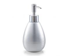 Zeller 18586 Seifenspender Nova, Keramik, silber, ca. 8,3 x 8,3 x 17 cm