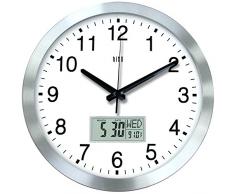 HITO 30,5 cm Silent Nicht Wanduhr w/Acryl Vorderdeckel 12 inches Silver W/ Lcd