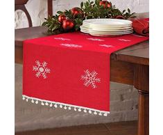 OurWarm Tischläufer mit weihnachtlichen Stickereien für Weihnachtsdekorationen, 40,6 x 182,9 cm
