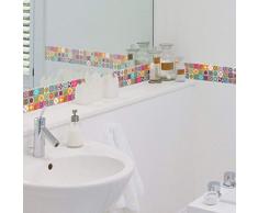 Ambiance-Live 6 Sticker, selbstklebend, Bordüre Fliesen | Sticker, selbstklebend, Bordüre aus Zement 5 x 30 cm – 6 Stück – Catarina