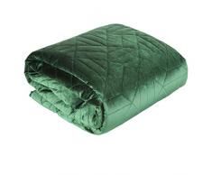 Eurofirany Bettüberwurf Velvet Samt Tagesdecke Gesteppte Decke Überwurf Steppdecke Elegant Edel Glamour Schlafzimmer Wohnzimmer Gästezimmer Lounge, Dunkelgrün, 220X240cm