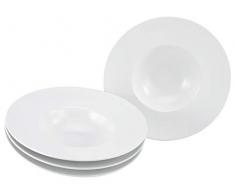 Creatable, 23097, Serie ROMA GOURMET-Mattglasuren, Geschirrset, Pastateller 4 teilig, weiss 27 cm, Steinzeug