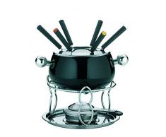 Kela 66386 Fondue-Set, Fleischfondue, 11-teilig, Für 6 Personen, Emaille, 0,8 l Füllmenge, Siena, Schwarz
