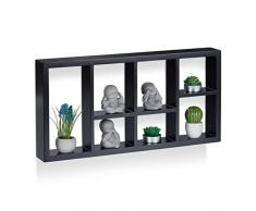 Relaxdays Wandregal schwebend, Hängeregal für Kinder, schwebendes Regal Holz, schmal, MDF, HxBxT: 30,5x61x7,5cm, schwarz