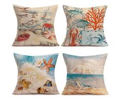 Fukeen Kissenbezug Libelle Landhausstil für Zuhause, Büro, Sofa, Dekokissenbezüge Baumwolle Leinen, 4 Stück Standard-Kissenbezüge 45,7 x 45,7 cm, Grün, Baumwoll-Leinen, Weihnachts-Buffelglocken, 45,7 x 45,7 cm