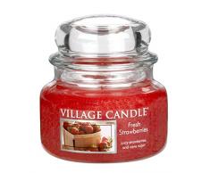 Village Candle Frische Erdbeeren Duftkerze im Glas 312g, rot, 10.3 x 10.1 x 10.9 cm