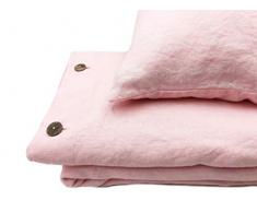 JOWOLLINA Bettwäsche-Set: Bettbezug 200x200 cm 2 Kissenbezüge 60x60 cm Leinen Stonewashed (Soft Rosa)
