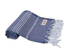 Bersuse 100 % Baumwolle – Anatolia türkisches Handtuch – Bad Strand Fouta Pestemal – klassisch gestreiftes Pestemal – 94 x 178 cm, dunkelblau