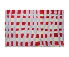 LifeStyle-Mat, 50x75cm, waschbar und rutschfest, in Mehreren Größen, Kariert Rot/Beige/Flieder Fußmatte, Mikrofaser