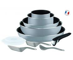 Tefal L21499 Ingenio Essential Pfannen- und Topf-Set, 11-teilig, antihaftversiegelt, Starterset, grau