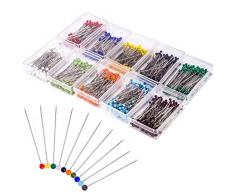 Zealor 1000 Stück Stecknadeln 38 mm mehrfarbig Glaskugel für Schneidern Schmuckkomponenten Blume Dekoration mit transparenten Kästchen