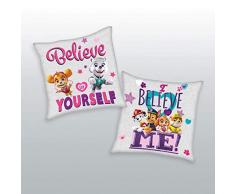 Herding Paw Patrol Mädchen Dekokissen, Wendemotiv, 40 x 40 cm, Polyester, Rosa/Mehrfarbig