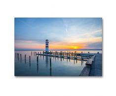 Premium Textil-Leinwand 90 x 60 cm Quer-Format Leuchtturm in Podersdorf am Neusiedler See (Österreich) | Wandbild, HD-Bild auf Keilrahmen, Fertigbild auf hochwertigem Vlies, Leinwanddruck von Christian Bosse