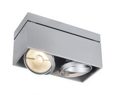SLV LED Deckenlampe KARDAMOD für eine effektvolle Innenbeleuchtung | Dreh- und schwenkbare LED Deckenleuchte, Decken-Strahler, Spot Innenleuchte | Zweiflammig, Eckig, Silbergrau, GU10, max 75W, E -A++