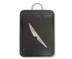 Grunwerg Deluxe Polyethylen Schneidebrett mit Metall Griff, schwarz, 25 x 36 x 1,2 cm