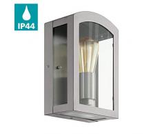 EGLO Außen-Wandlampe Paretta, 1 flammige Außenleuchte, Wandleuchte aus Edelstahl, Farbe: Silber, Glas: klar, Fassung: E27, IP44