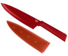 KUHN RIKON COLORI+ Kochmesser gerade Klinge mit Klingenschutz, antihaftbeschichtet, Edelstahl, 30 cm, rot
