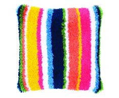 Vervaco PN-0175290 Knüpfkissen Streifen Knüpfpackung, Baumwolle, mehrfarbig, 40 x 40 cm / 16 x 16