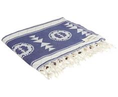 Bersuse Türkisches Handtuch, 100% Bio-Baumwolle, 94 x 178 cm, Marineblau/Grau, 1 Stück