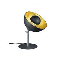 Trio Leuchten Tischleuchte, Metall, E14, Schwarz matt/Goldfarbig, 28 x 22.5 x 29 cm