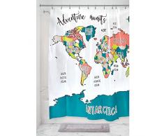 iDesign Duschvorhang mit 12 Ösen für das Badezimmer, wasserabweisender Spritzschutz aus BPA-freiem PEVA, modernes Badzubehör für die Dusche oder Badewanne, bunt