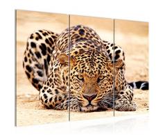 Runa Art Bilder Afrika Leopard Wandbild 120 x 80 cm - 3 Teilig Vlies - Leinwand Bild XXL Format Wandbilder Wohnzimmer Wohnung Deko Kunstdrucke Gelb - Made IN Germany - Fertig zum Aufhängen 000331b