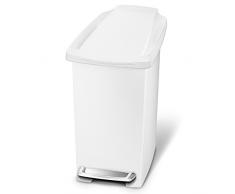 simplehuman, 10 Liter, schmaler Treteimer, weiß, 5 Jahre Garantie