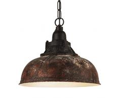 EGLO Pendellampe Grantham 1, 1 flammige Vintage Pendelleuchte im Industrial Design, Retro Hängelampe aus Stahl und Kunststoff, Farbe: braun-antik, schwarz, Fassung: E27