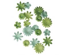 Rayher Hobby 7895529 Papier-Blütenmischung, versch. Größen, 1,5 - 2,5 cm, 4 Sorten, SB-Tube 36 Stück, Grüntöne, Streublüten, Blütenköpfe, Streudeko Blumen