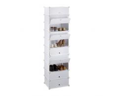 Relaxdays Schuhregal 10 Ebenen, Schuhschrank groß, Steckregal platzsparend, Regal DIY, HxBxT 176 x 49 x 37 cm, weiß